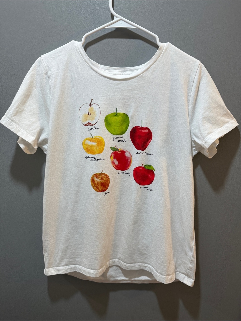 J. Crew Factory White  Apple Variety Graphic Tee